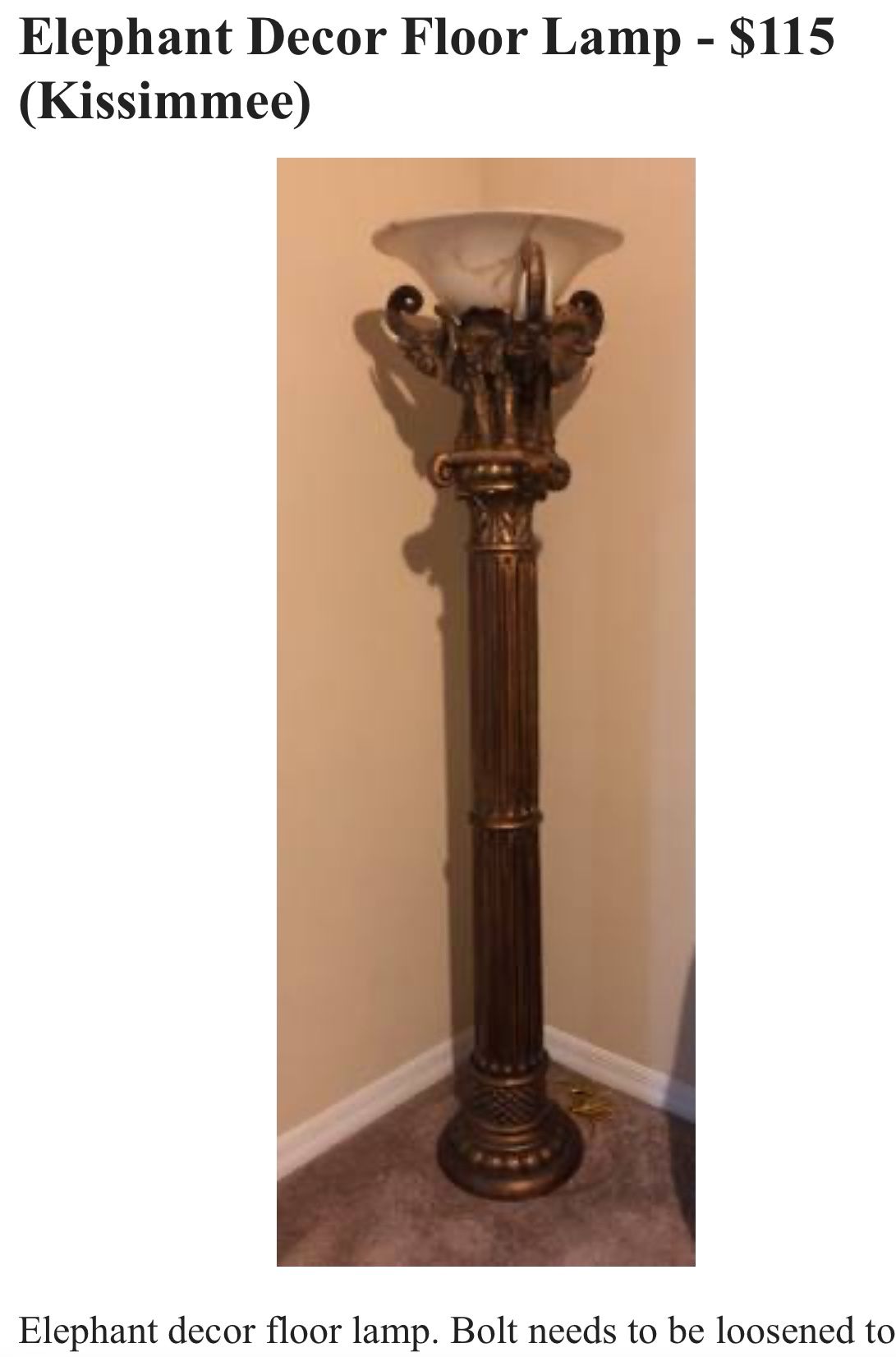 Elephant Decor Floor Lamp