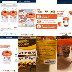 BEE COLINE Wasp Trap Outdoor - Solar Powered Wasp Killer- New