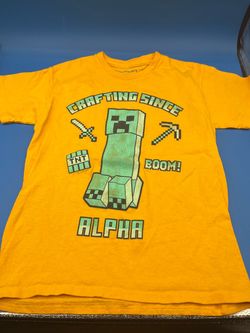 Minecraft creeper orange graphic kids T-shirt M