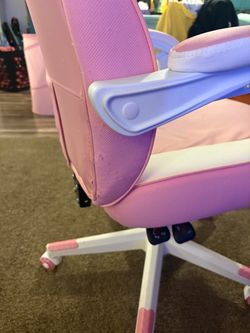 Pink and White Gaming Chair with Wheels