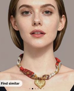 Scarf Necklaces Gold Heart Charms Non-Tarnish Necklaces