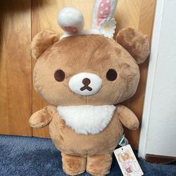 San-X Rilakkuma: Chairoikoguma in Bunny Ears 16" Plush Stuffed Animal