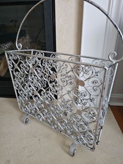 $35.00 - MidCentury Iron Magazine Rack!  Gorgeous Design Accents!