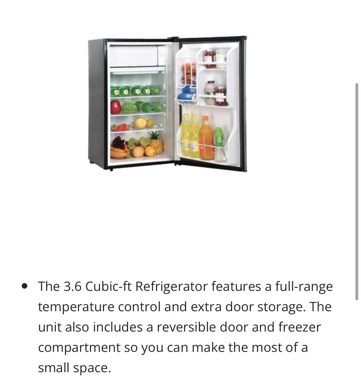 MAGIC CHEF 3.6 cf Mini Refrigerator