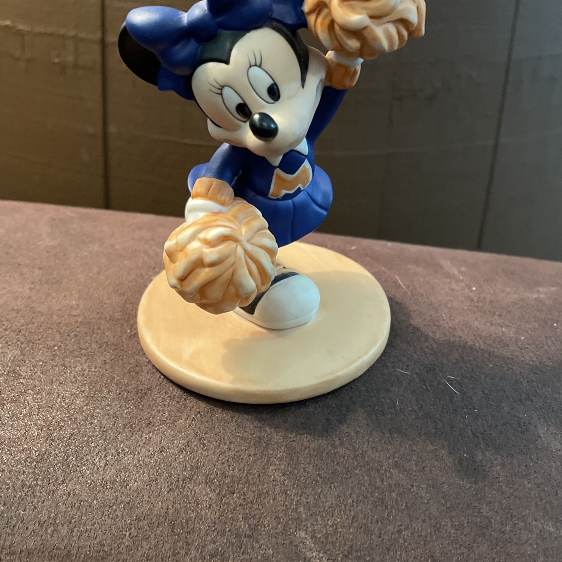 4" Disney Handpainted Porcelain Minnie Mouse Cheerleader Figurine