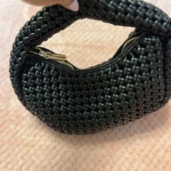 Sincerely Jules Woven Black Clutch Handbag 