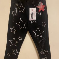 Simple Society Women’s Black Star Jeans – Super High Rise Straight – Size 1 / 25 – New With Tags