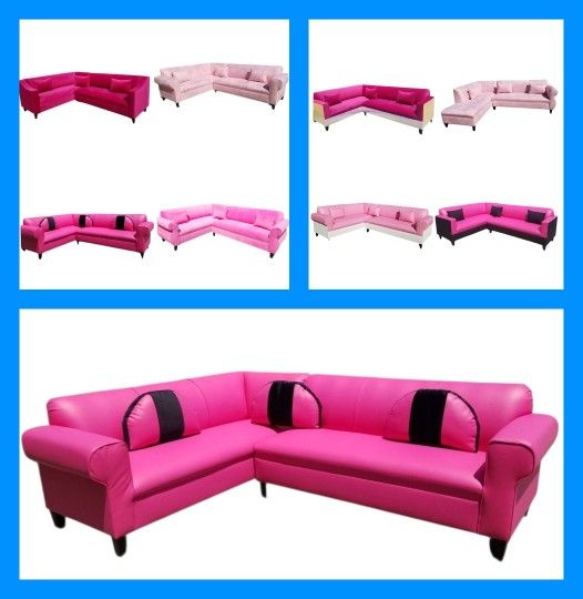 Brand NEW 7X9FT SECTIONAL COUCHES SOFAS, PINK LEATHER 
