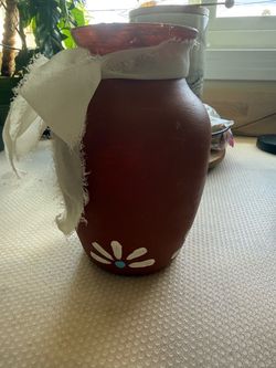 Glass hand painted vase