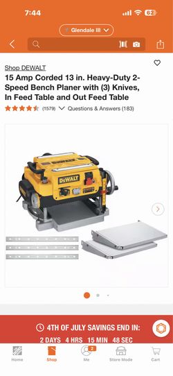 15 Amp Corded 13 in. Heavy-Duty 2-Speed Bench Planer with (3) Knives, In Feed Table and Out Feed Table