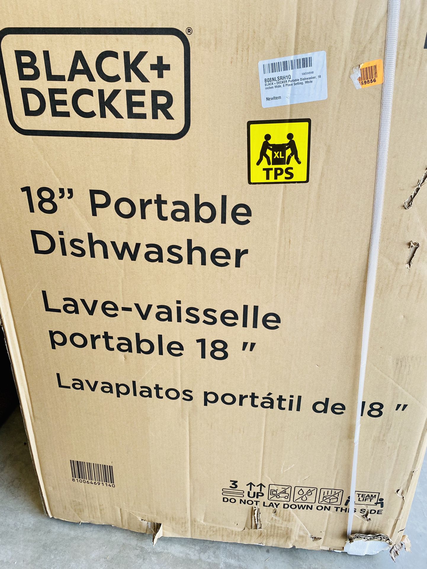  BLACK+DECKER Portable Dishwasher, 18 inches Wide, 8