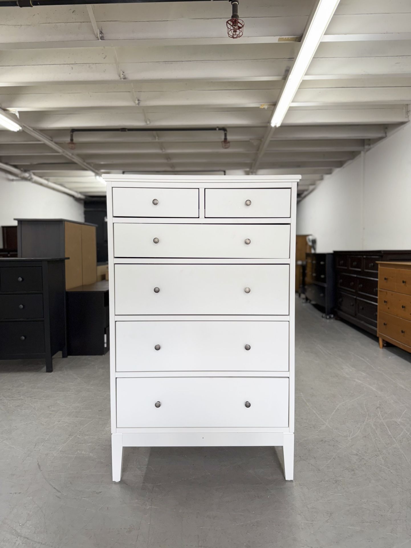 Tall White 6 Drawer Chest / Dresser