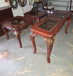 2 end tables & 1 side table- Wood