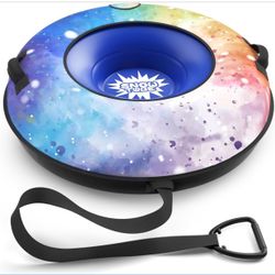 New-Snow Tube Sled, Snow Tubes for Sledding Heavy Duty with Premium Canvas Cover, 48" Inflatable Snow Sled for Kids and Adult Fun Snow Toys Winter Out