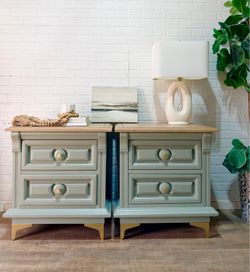 Vintage Mid Century Modern Style Matching Nightstands
