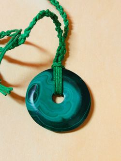Natural malachite donut bead pendant