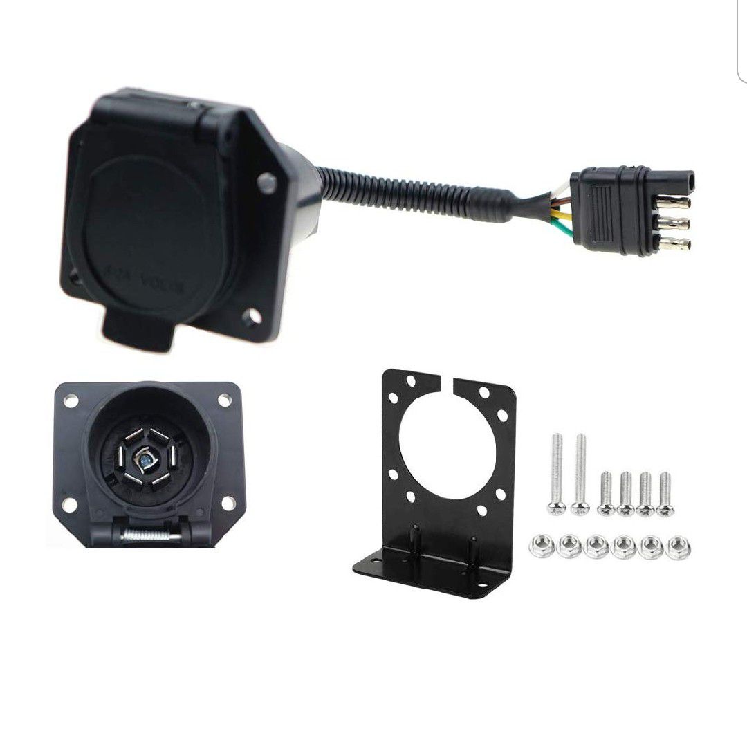4  to 7 Way RV Trailer Light Plug Wire Harness Converter Adapter