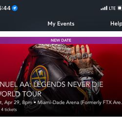 4 TICKETS TO ANUEL AA CONCERT MIAMI; 4 BOLETOS PARA EL CONCIERTO DE ANUEL AA MIAMI