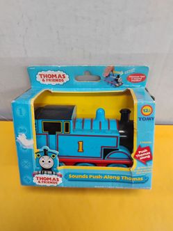 Vintage Tomy Thomas & Friends "Sounds Push-Along Thomas" toy in its original box.