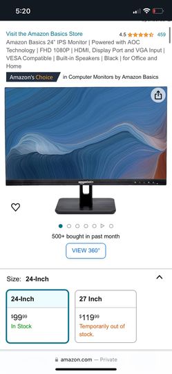 Amazon Basics 24” IPS Monitor | Powered with AOC Tech