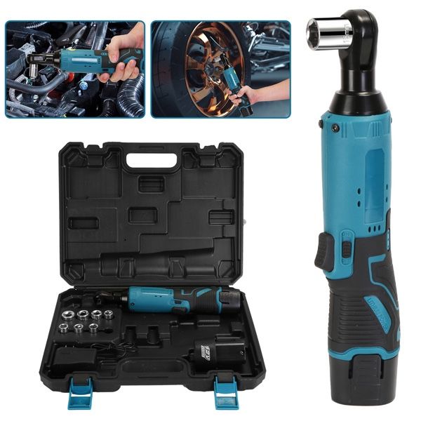 (In Stock & Fast Shipping)3/8" Cordless Electric Ratchet Wrench Set with 2 Batteries, Charger & 7 Sockets – 400RPM