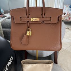Birkin 25 Togo in Gold w GHW like new