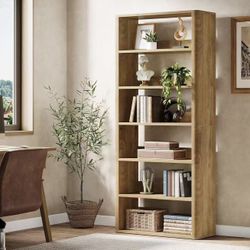 LD0075 70.9" Tall Bookcase, 6-Tier Open Bookshelves and Bookcases with Storage Shelves, Floor Standing Library Bookshelf Wood Display Shelving Unit fo
