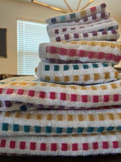 10-Piece Colorful 100% Cotton Bath Towel Set