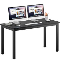 DlandHome 63 inches X-Large Computer Desk, Composite Wood Board, Decent and Steady Home Office Desk/Workstation/Table, BS1-160BB Black Walnut and Blac