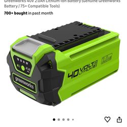 Greenworks 40V 2.0Ah Lithium-Ion Battery (Genuine Greenworks Battery / 75+ Compatible Tools)