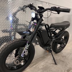 45 Mph Electric E-Bike, Full Suspension, 20x4.5 Jumbo Fat Tire, 1500/2500W Motor Peak, Twist Throttle 