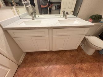 Double Sink Bathroom Vanity with Marble Top
