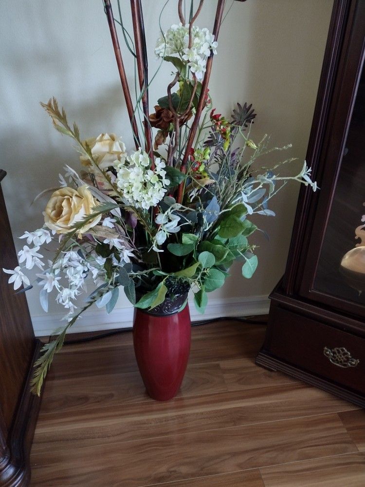 Big Vase With Fake Flowers Made By A Florist