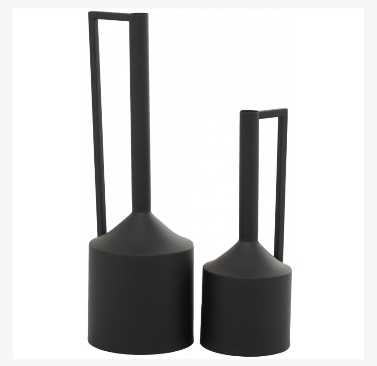 Black Metal Vase with Handles Set of 2
