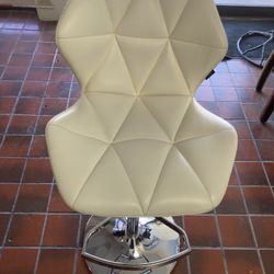 4 Stools, White Leather