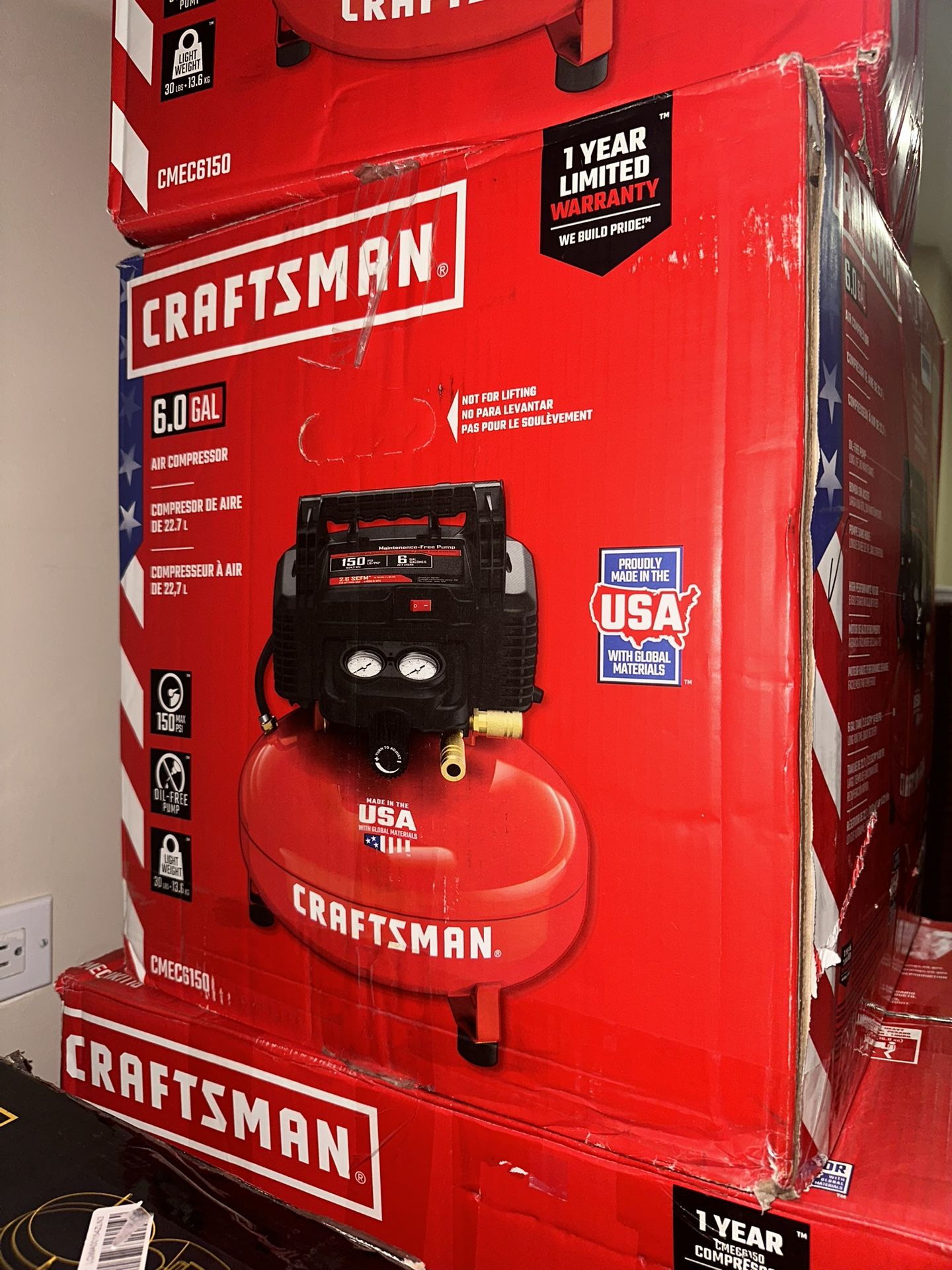 Brand New Craftsman Portable Air Compressor 6 Gallon Pancake Oil Free 