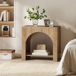 Light Brown Large End Table with Storage for Living Room