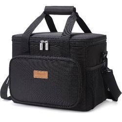 Lifewit Large Lunch Bag Insulated Lunch Box Soft Cooler Cooling Tote for Adult Men Women, Black 24-Can (15L)

