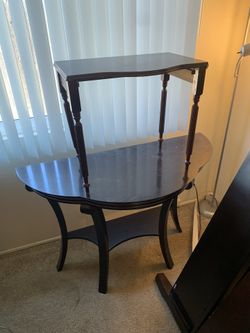 Living room Tables Wood Furniture 2 Tables With Small Shelf Organizer