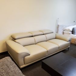 Sofa Real Leather With Adjustable Headrest