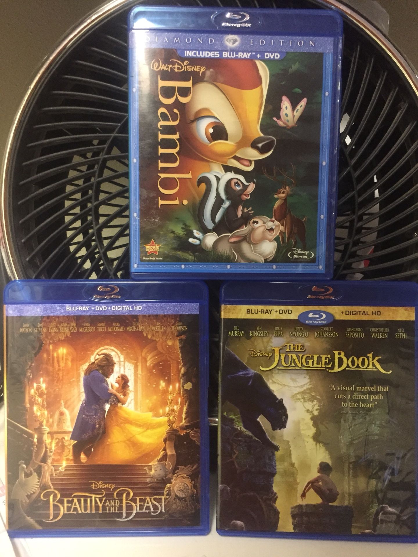 Disney Blu ray DVD combo set! Beauty and the Beast, Bambi, The Jungle Book Live action