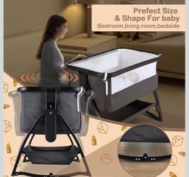 Sailnovo Baby Bassinets Bedside Sleeper for Baby, Bedside Crib Portable Bassinet with Mattress and Storage Basket, Co Sleeper Bassinet with Adjustable
