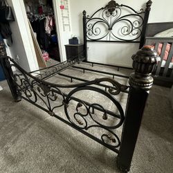 Brown Antique Queen Bed Frame