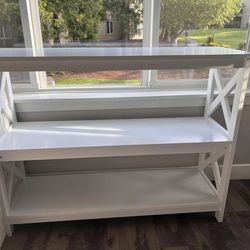 White Wood Console Table, 42” L 3 Tiers Table for Entryway Hallway