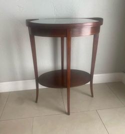 Antique 2-Tier Oval Wood Accent Table