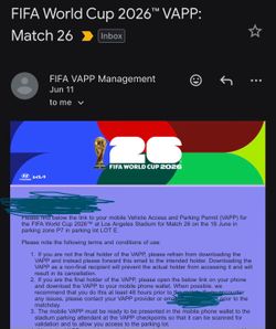 6/18 SOFI STADIUM FIFA WORLD CUP PARKING VAPP
