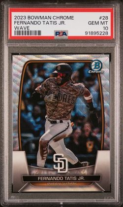 2023 BOWMAN CHROME #28 FERNANDO TATIS JR. WAVE REFRACTOR 28/100