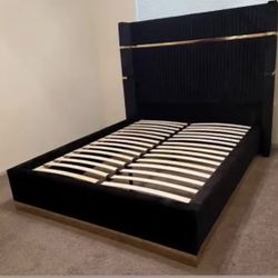 $5 Down Gorgeous Modern Bed Frame (Gold Trim) 