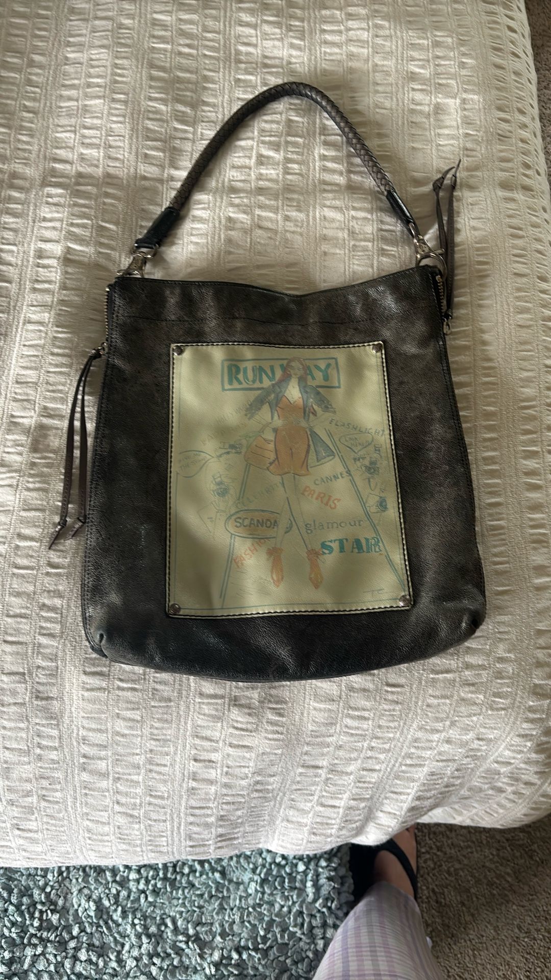 Brighton Tim Clancy Art Tote Expandable Purse Retired Bag