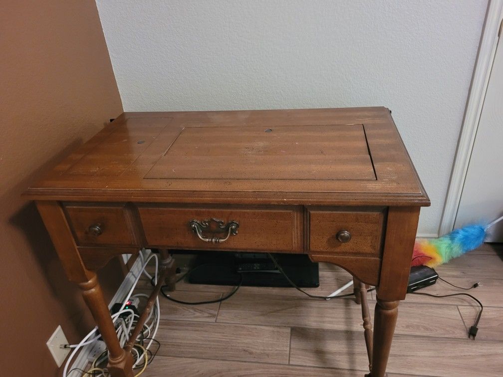 Antique Sewing Machine Built In Table